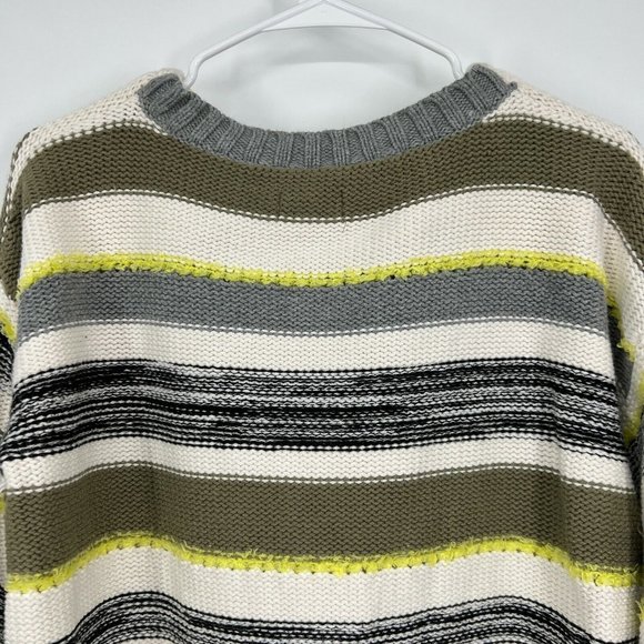 Lou & Grey Sweater Stripe Balloon Sleeve Fringe Cashmere Wool - Picture 11 of 12